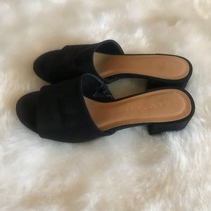 Black Faux Suede Mules